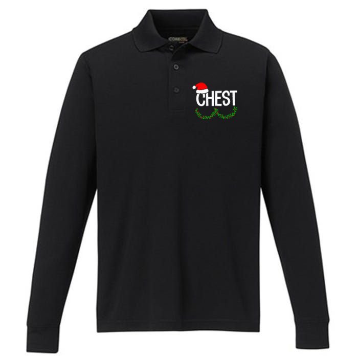 Chest Nuts Funny Christmas Chestnuts Couple Matching Outfit Performance Long Sleeve Polo