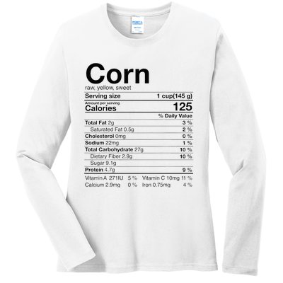 Corn Nutritional Facts Gifts Thanksgiving Ladies Long Sleeve Shirt