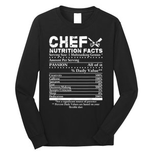 Chef Nutrition Facts Cool Chef Tee Gift For Chefs Long Sleeve Shirt