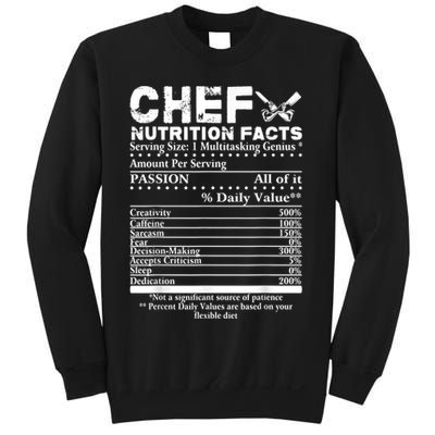 Chef Nutrition Facts Cool Chef Tee Gift For Chefs Sweatshirt