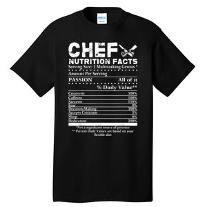 Chef Nutrition Facts Cool Chef Tee Gift For Chefs Tall T-Shirt