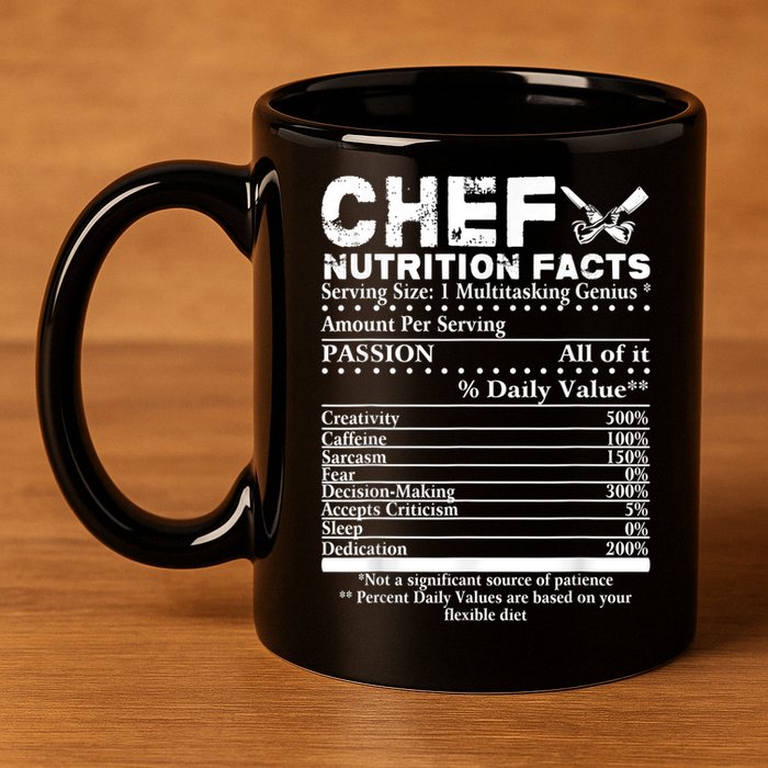 Chef Nutrition Facts Cool Chef Tee Gift For Chefs 11oz C Handle Ceramic Mug