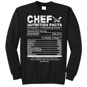 Chef Nutrition Facts Cool Chef Tee Gift For Chefs Tall Sweatshirt