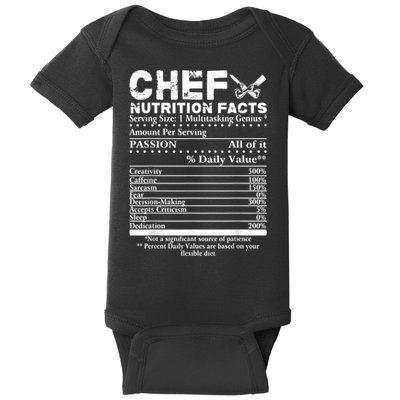 Chef Nutrition Facts Cool Chef Tee Gift For Chefs Baby Bodysuit