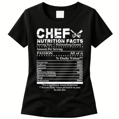 Chef Nutrition Facts Cool Chef Tee Gift For Chefs Womens T-Shirt