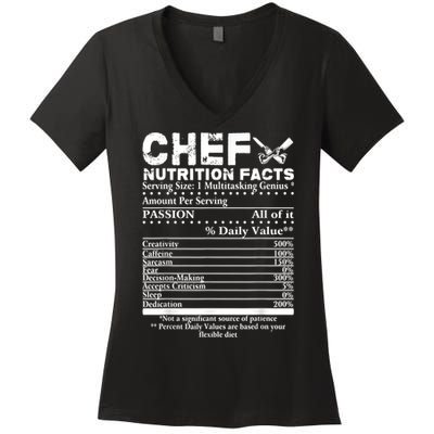 Chef Nutrition Facts Cool Chef Tee Gift For Chefs Women's V-Neck T-Shirt