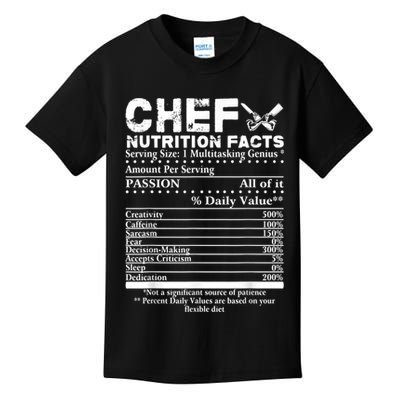 Chef Nutrition Facts Cool Chef Tee Gift For Chefs Kids T-Shirt