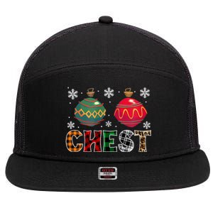 Chest Nuts Funny Matching Chestnuts Christmas Couples Chest Gift 7 Panel Mesh Trucker Snapback Hat