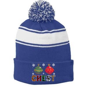 Chest Nuts Funny Matching Chestnuts Christmas Couples Chest Gift Stripe Pom Pom Beanie