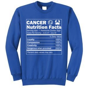 Cancer Nutrition Facts Astrology Zodiac Sign Horoscope Gift Tall Sweatshirt