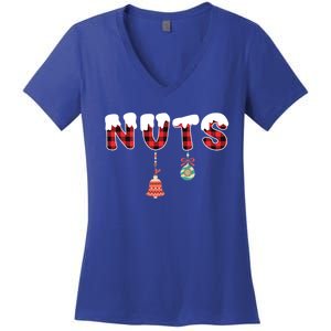 Chest Nuts Funny Chestnuts Matching Christmas Couples 'S Gift Women's V-Neck T-Shirt