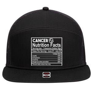 Cancer Nutrition Facts Zodiac Sign Gift 7 Panel Mesh Trucker Snapback Hat