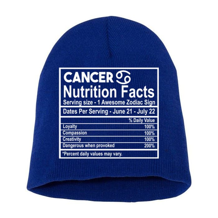 Cancer Nutrition Facts Zodiac Sign Gift Short Acrylic Beanie