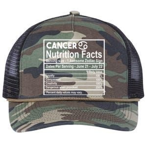 Cancer Nutrition Facts Zodiac Sign Gift Retro Rope Trucker Hat Cap