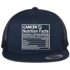 Cancer Nutrition Facts Zodiac Sign Gift Flat Bill Trucker Hat