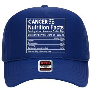 Cancer Nutrition Facts Zodiac Sign Gift High Crown Mesh Back Trucker Hat