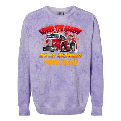 Custom Name Funny Sound The Alarm It's My Birthday Firetruck Colorblast Crewneck Sweatshirt