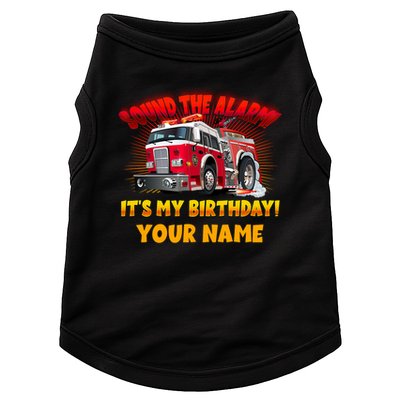 Custom Name Funny Sound The Alarm It's My Birthday Firetruck Doggie Tank