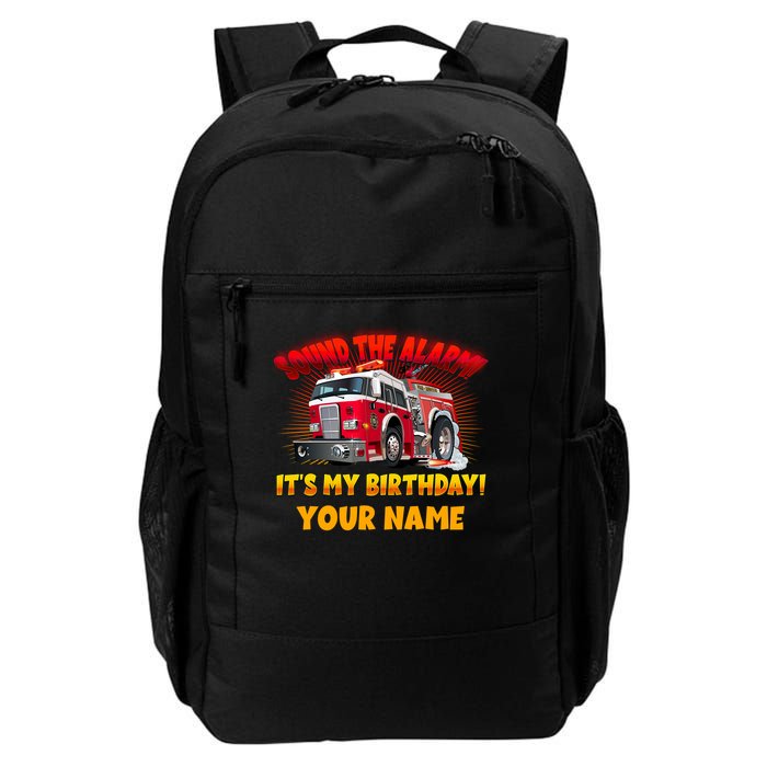 Custom Name Funny Sound The Alarm It's My Birthday Firetruck Backpack