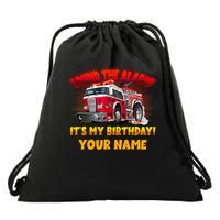Custom Name Funny Sound The Alarm It's My Birthday Firetruck Drawstring Bag