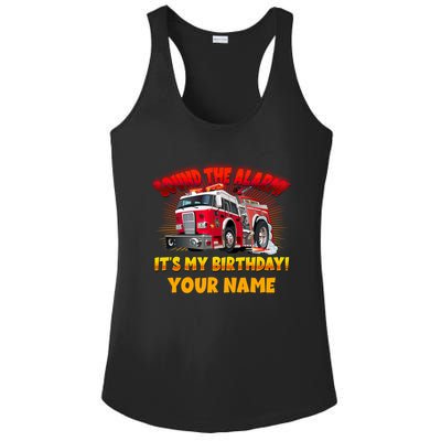 Custom Name Funny Sound The Alarm It's My Birthday Firetruck Ladies PosiCharge Competitor Racerback Tank