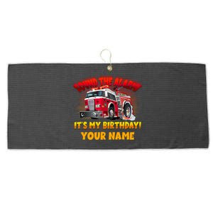 Custom Name Funny Sound The Alarm It's My Birthday Firetruck Large Microfiber Waffle Golf Towel