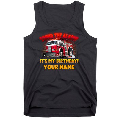 Custom Name Funny Sound The Alarm It's My Birthday Firetruck Tank Top