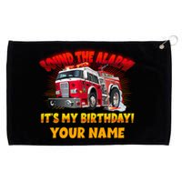 Custom Name Funny Sound The Alarm It's My Birthday Firetruck Grommeted Golf Towel