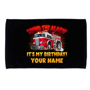 Custom Name Funny Sound The Alarm It's My Birthday Firetruck Microfiber Hand Towel