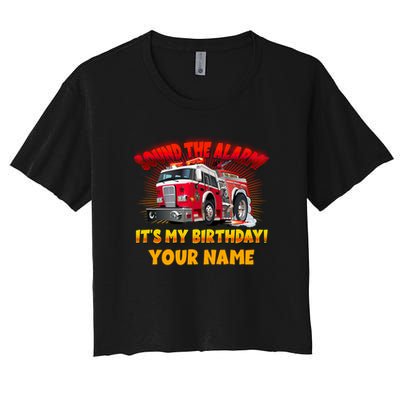 Custom Name Funny Sound The Alarm It's My Birthday Firetruck Crop Top