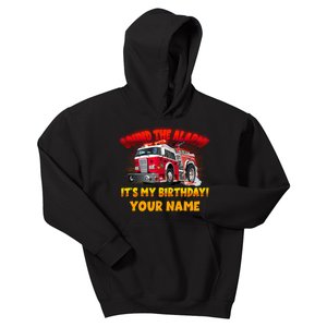 Custom Name Funny Sound The Alarm It's My Birthday Firetruck Kids Hoodie