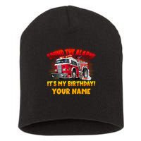 Custom Name Funny Sound The Alarm It's My Birthday Firetruck Short Acrylic Beanie