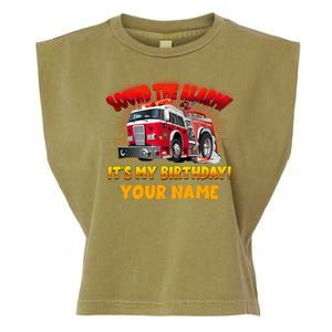 Custom Name Funny Sound The Alarm It's My Birthday Firetruck Garment-Dyed Women's Muscle Tee