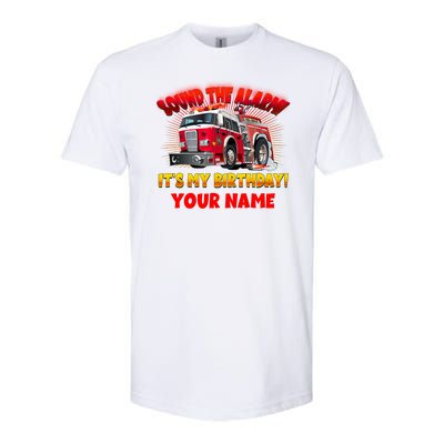 Custom Name Funny Sound The Alarm It's My Birthday Firetruck Softstyle® CVC T-Shirt