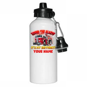 Custom Name Funny Sound The Alarm It's My Birthday Firetruck Aluminum Water Bottle