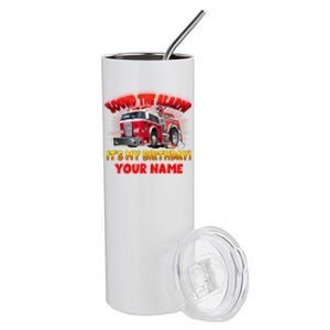 Custom Name Funny Sound The Alarm It's My Birthday Firetruck Stainless Steel Tumbler