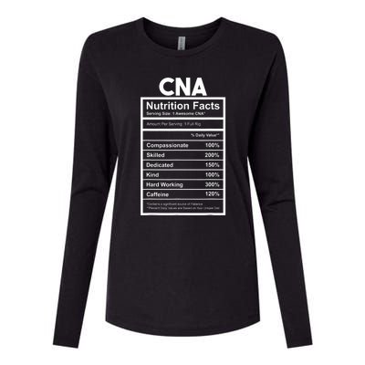 CNA Nutrition Facts Certified Nursing Assistant Womens Cotton Relaxed Long Sleeve T-Shirt