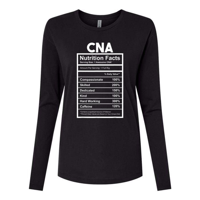 CNA Nutrition Facts Certified Nursing Assistant Womens Cotton Relaxed Long Sleeve T-Shirt