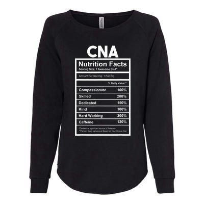 CNA Nutrition Facts Certified Nursing Assistant Womens California Wash Sweatshirt