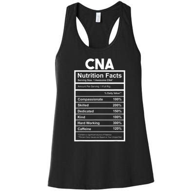 CNA Nutrition Facts Certified Nursing Assistant Women's Racerback Tank