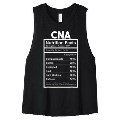 CNA Nutrition Facts Certified Nursing Assistant Women's Racerback Cropped Tank