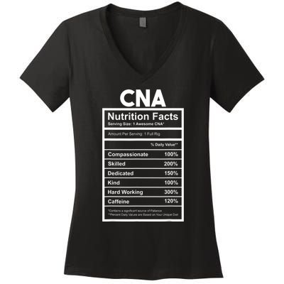 CNA Nutrition Facts Certified Nursing Assistant Women's V-Neck T-Shirt