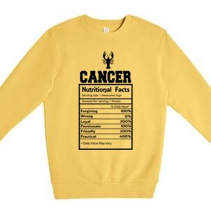 Cancer Nutritional Facts Horoscope Zodiac Astrology Sign Gift Premium Crewneck Sweatshirt