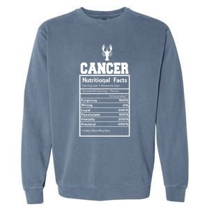 Cancer Nutritional Facts Horoscope Zodiac Astrology Sign Gift Garment-Dyed Sweatshirt