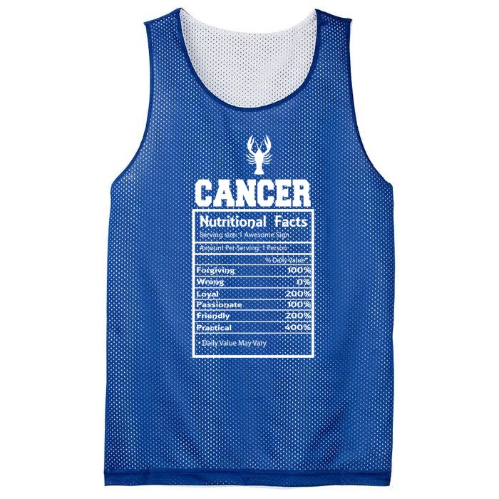 Cancer Nutritional Facts Horoscope Zodiac Astrology Sign Gift Mesh Reversible Basketball Jersey Tank