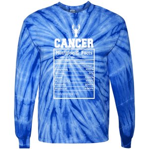 Cancer Nutritional Facts Horoscope Zodiac Astrology Sign Gift Tie-Dye Long Sleeve Shirt