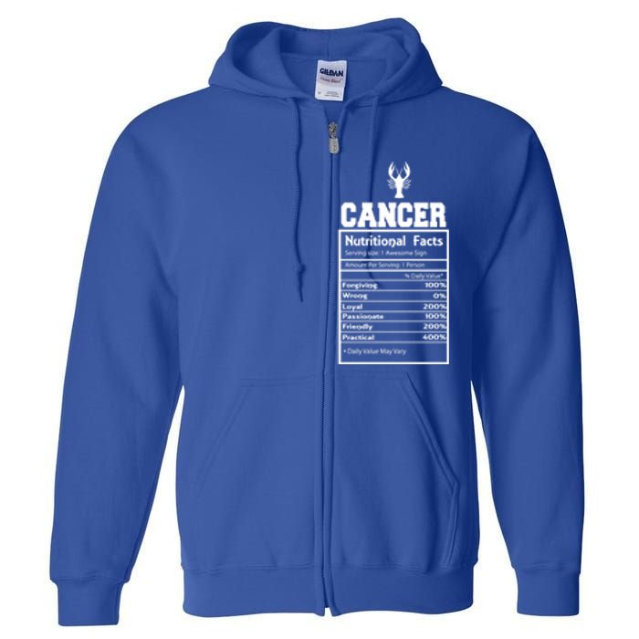 Cancer Nutritional Facts Horoscope Zodiac Astrology Sign Gift Full Zip Hoodie