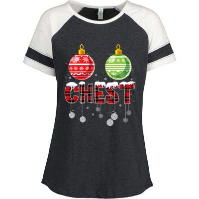 Chest Nuts Funny Matching Chestnuts Christmas Couples Chest Great Gift Enza Ladies Jersey Colorblock Tee