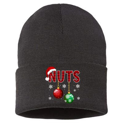 Chest Nuts Funny Matching Chestnuts Christmas Couples Nuts Sustainable Knit Beanie