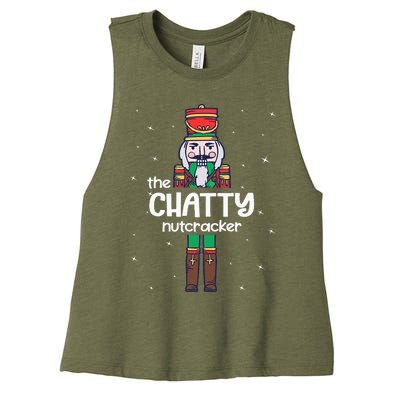 Chatty Nutcracker Family Matching Funny Pajama Women's Racerback Cropped Tank